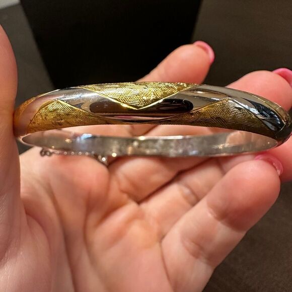 Gold filigree and sterling silver bangle bracelet! - Picture 9 of 10